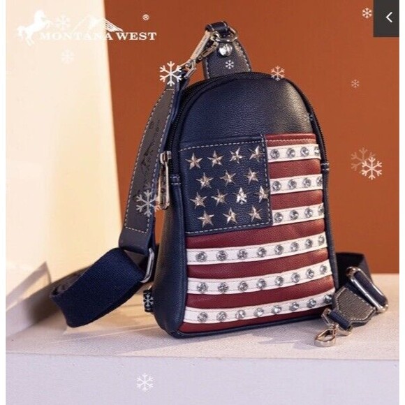 Montana West American Pride Collection Sling Bag Navy Style US04-210NY - Picture 1 of 5